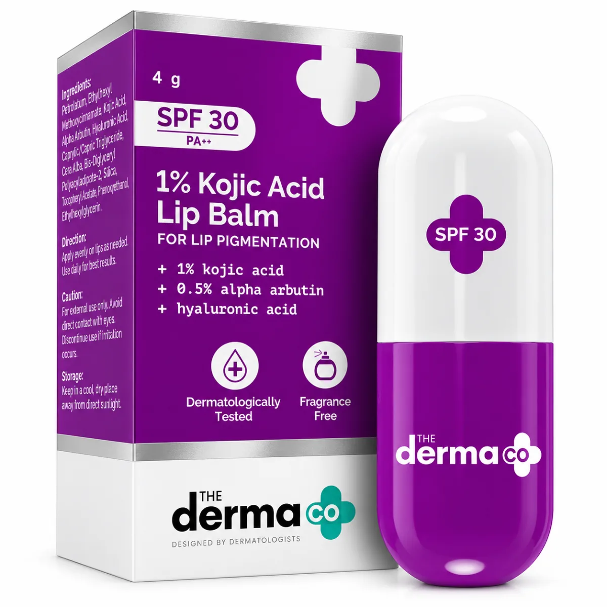 The Derma Co 1% Kojic Acid Lip Balm with SPF 30 PA++ (4g) 1